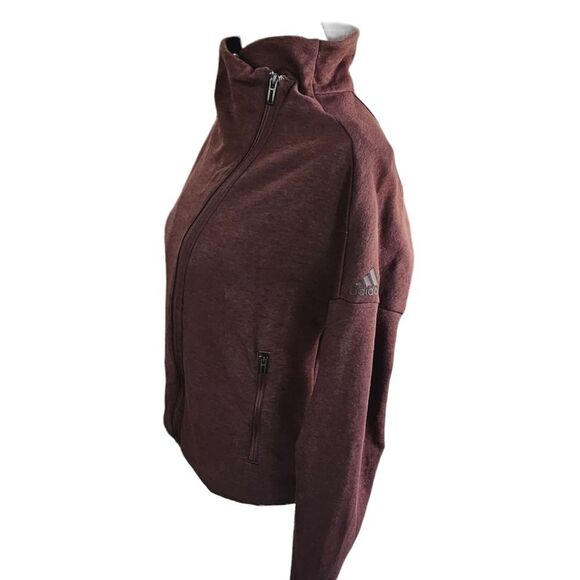 Stella McCartney -911 by Adidas Heartracer Full Zip Moto Style Jacket Burgundy S - Picture 5 of 13